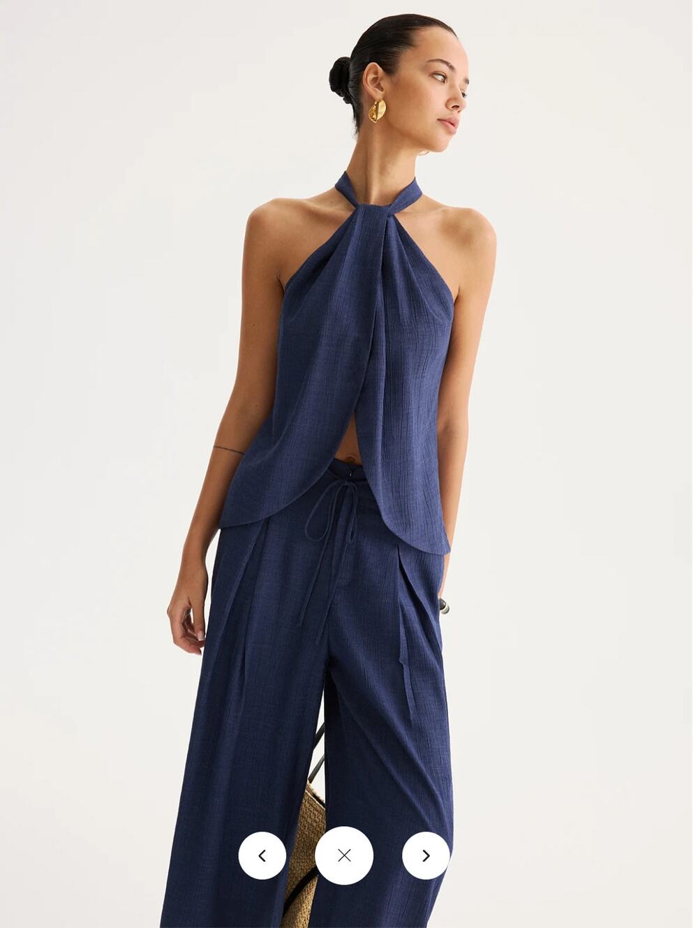NWT Commense Slit-Front Halter Top & Wide Leg Pants Set Sz XS